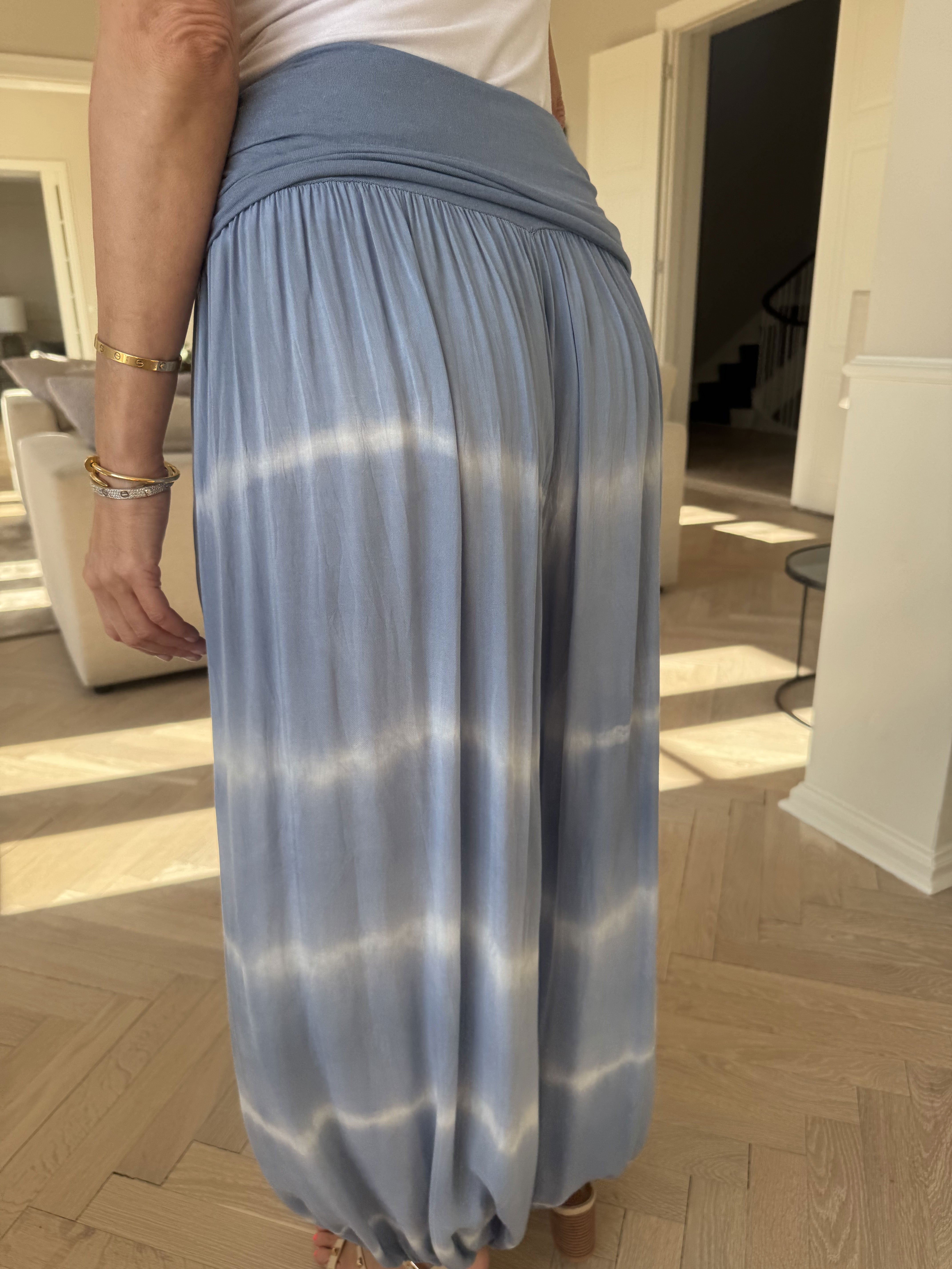 Drew Stripe - Bohemiska byxor i ljus viskos
